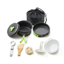 10 Pcs Camping Cookware Mess Kit Portable Outdoor Camp Accessories Equipment Pots and Pans Set with Nylon Bag